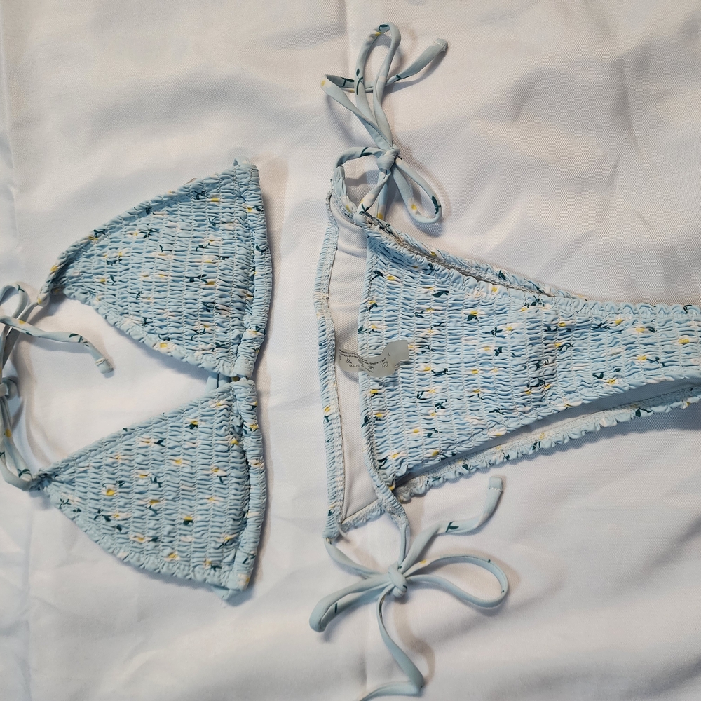 SHEIN Light Blue Floral Bikini
